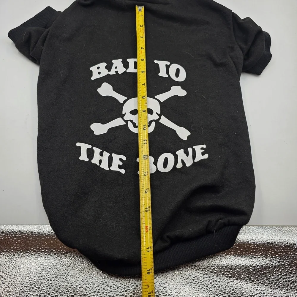 Expawlorer Dog‎ Hoodie Black Bad To The Bone Skull Crossbones Pet Sweatshirt L3